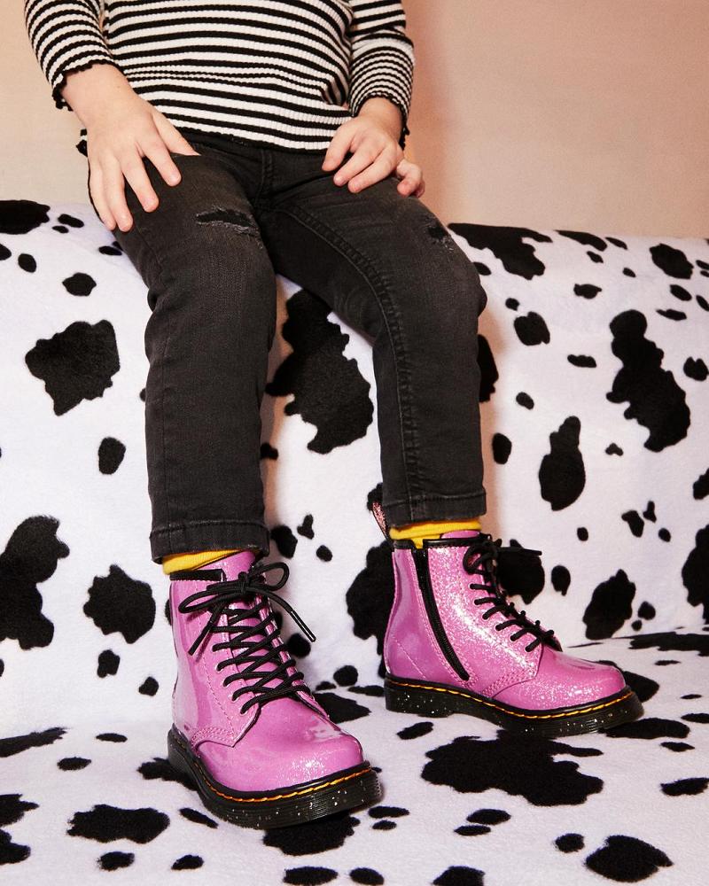 Pink Kids' Dr Martens Toddler 1460 Glitter Lace Up Boots | CA 692VRW